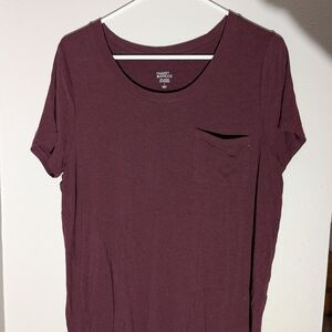 Market & Spruce Short Sleeve Pocket Tee - Deep Burgundy